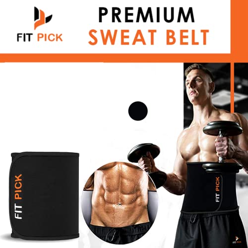 FIT PICK Sweat Belt, Stomach Belt for Women and Men Non-Tearable, Sauna Belt Waist Trainer, Sweat Belt for Men and Women Black - Image 4