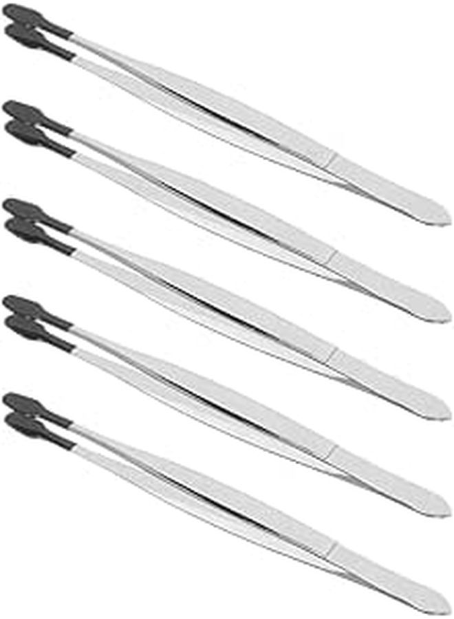 5pcs Stainless Steel Flat Stamp Tweezers Large Blunt Eyelash Applicator Tool - Image 1