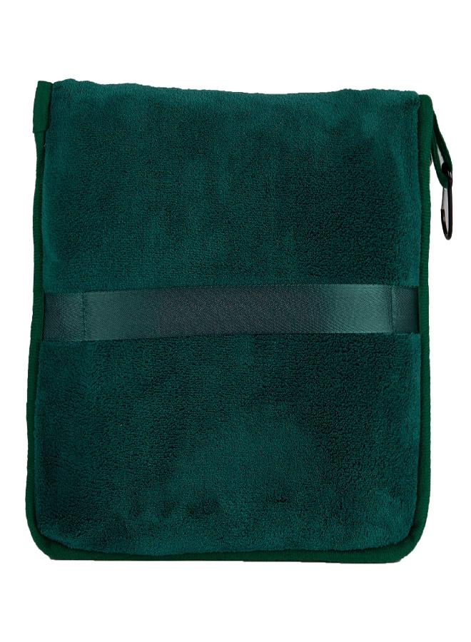 BlueHills BlueHills Premium Soft Travel Blanket Pillow Airplane Flight Blanket Throw in Soft Bag Pillow case with Hand Luggage Belt & Backpack Clip Compact Pack Large Blanket for Travel Green (Dark Green T010) - Image 2