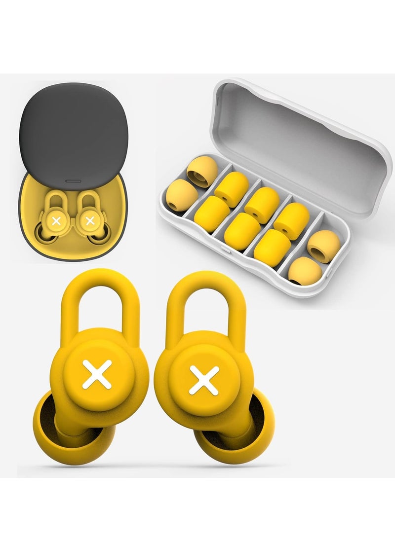 Hihonor Ear Plug for 40dB Noise Cancelling Earbuds, Soft Silicone Earplug for Sleeping, Anti Snoring Devices, Hearing Protection for Noise Sensitivity and Flights -10 Ear Tips in XS/S/M/L(Yellow) - Image 2