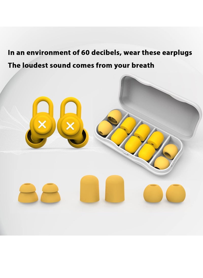 Hihonor Ear Plug for 40dB Noise Cancelling Earbuds, Soft Silicone Earplug for Sleeping, Anti Snoring Devices, Hearing Protection for Noise Sensitivity and Flights -10 Ear Tips in XS/S/M/L(Yellow) - Image 3