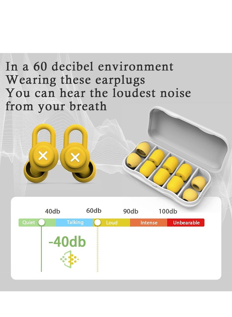 Hihonor Ear Plug for 40dB Noise Cancelling Earbuds, Soft Silicone Earplug for Sleeping, Anti Snoring Devices, Hearing Protection for Noise Sensitivity and Flights -10 Ear Tips in XS/S/M/L(Yellow) - Image 4