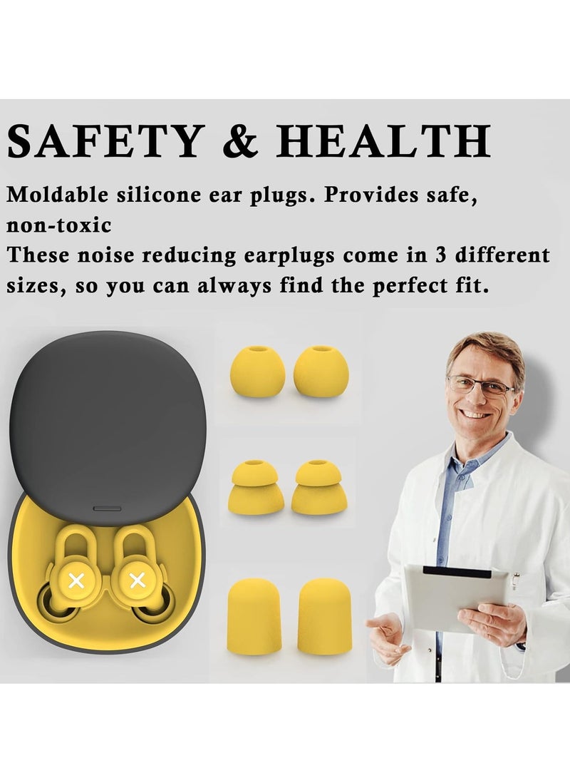 Hihonor Ear Plug for 40dB Noise Cancelling Earbuds, Soft Silicone Earplug for Sleeping, Anti Snoring Devices, Hearing Protection for Noise Sensitivity and Flights -10 Ear Tips in XS/S/M/L(Yellow) - Image 5
