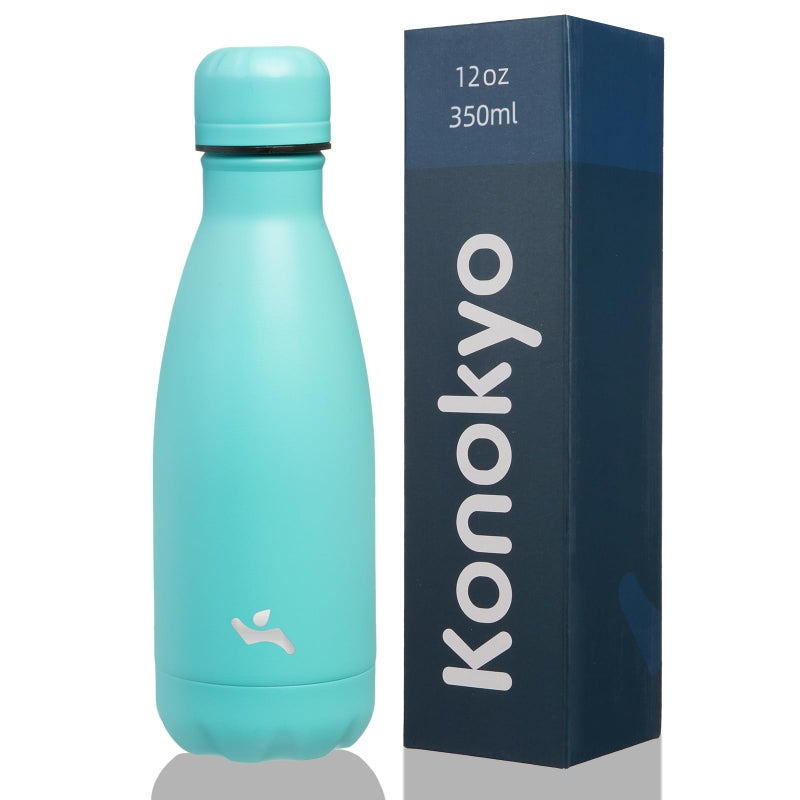 Konokyo Insulated Water Bottles12 oz Double Wall Stainless Steel Vacumm Metal Flask for Sports TravelTurquoise