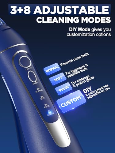 Oralfree Water Dental Flosser Cordless for Teeth Cleaning - 4 Modes Oral Irrigator 300ML Braces Flossers Cleaner, Rechargeable Portable IPX7 Waterproof Powerful Battery for Travel Home - Image 3