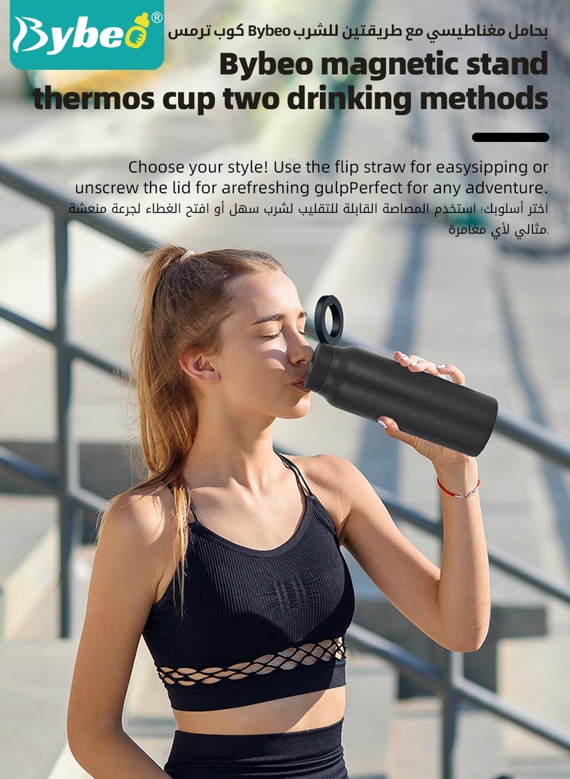 Bybeo 710ml Insulated Water Bottle with Magnetic Phone Holder, Compatible for Mag-Safe Tripod Mount, Stainless Steel Sports Water Bottle with Straw, Hot for 12H, Cold for 24H for Home,Sports, Gym and Travel - Image 5