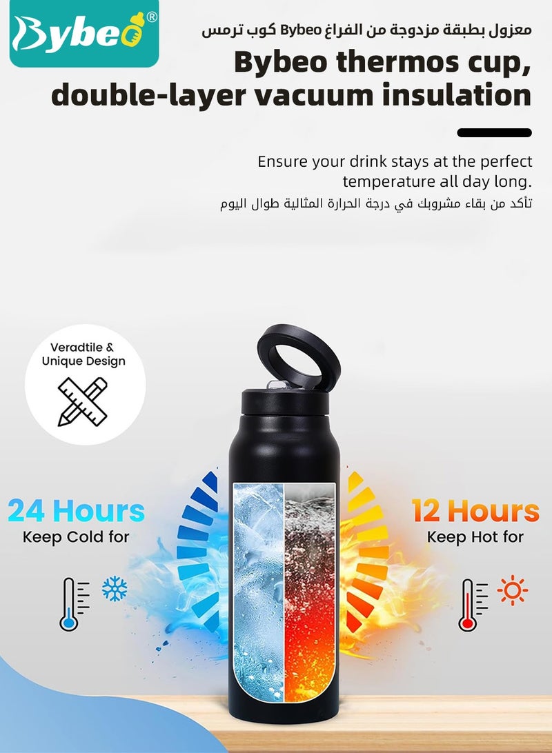 Bybeo 710ml Insulated Water Bottle with Magnetic Phone Holder, Compatible for Mag-Safe Tripod Mount, Stainless Steel Sports Water Bottle with Straw, Hot for 12H, Cold for 24H for Home,Sports, Gym and Travel - Image 3