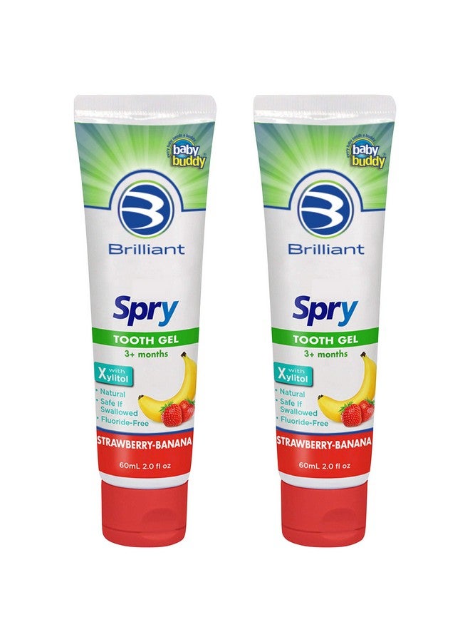 Brilliant Spry Tooth Gel With Xylitol From Brilliant Oral Care For Protect Teeth Mouth And Gums Fluoride Free And Safe If Swallowed Natural Strawberry Banana Flavor Clear 2 Fl Oz 2 Pack - Image 1