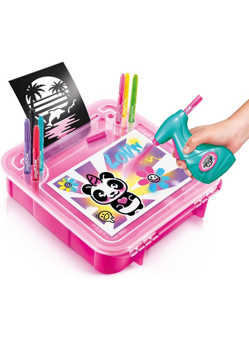 Canal Toys Airbrush Art AIR 017- Airbrush Activity Case Set with Paint Spray Gun and Paint Markers, 1 Set, Multi-Colour - Image 4