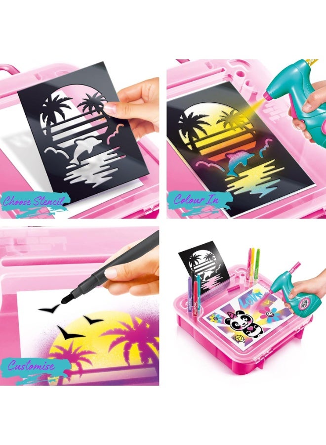 Canal Toys Airbrush Art AIR 017- Airbrush Activity Case Set with Paint Spray Gun and Paint Markers, 1 Set, Multi-Colour - Image 5