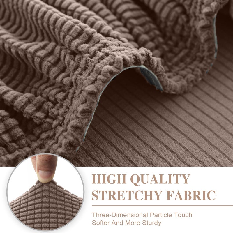 LA MEACK Couch Cushion Covers Seat Cushion Cover Stretch Couch Cover Separate Sectional Sofa Slipcovers Furniture Protector(3 Pieces for Seat or Sofa Backrest, Khaki) - Image 4