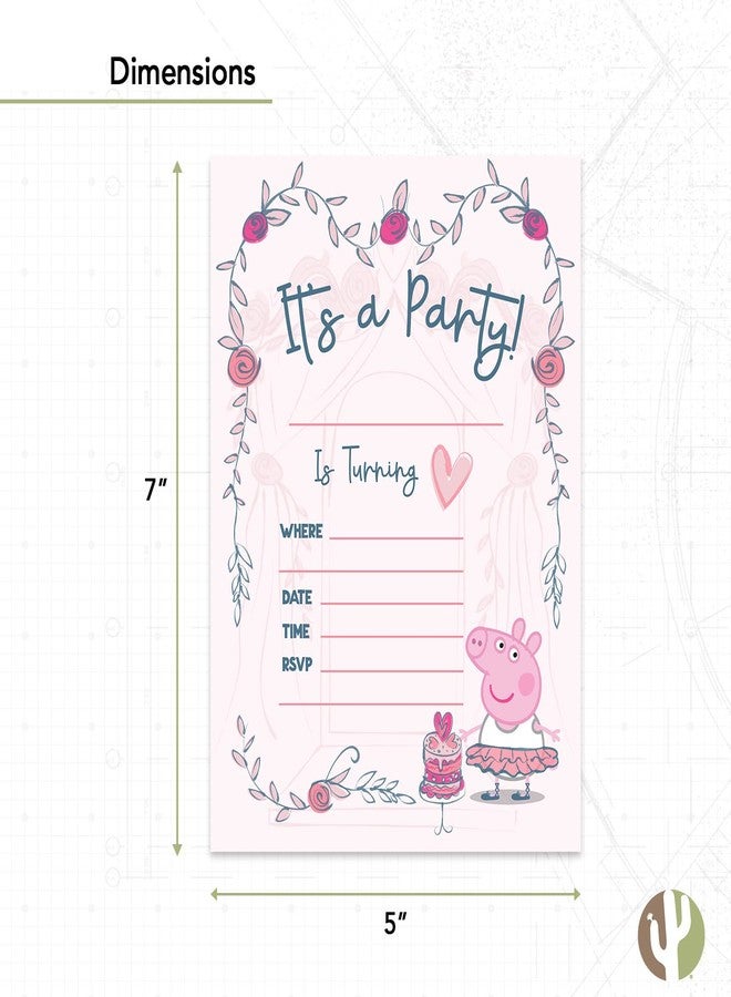 ديزرت كاكتوس بطاقات دعوة عيد ميلاد سعيد بتصميم صبار صحراوي لشخصية بيبا بيج، 10 بطاقات مع أظرف، لحفلات الأولاد والبنات والأطفال (النمط ج) - Image 4