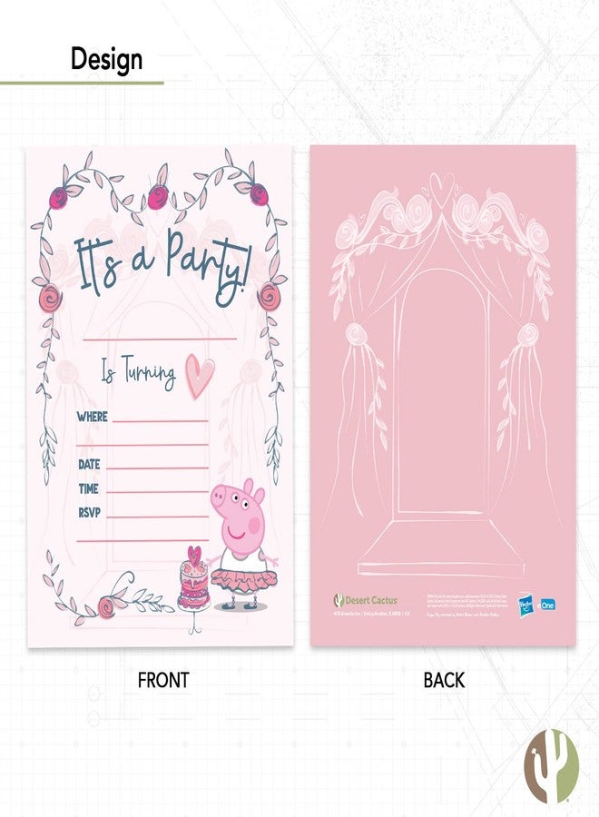 ديزرت كاكتوس بطاقات دعوة عيد ميلاد سعيد بتصميم صبار صحراوي لشخصية بيبا بيج، 10 بطاقات مع أظرف، لحفلات الأولاد والبنات والأطفال (النمط ج) - Image 5