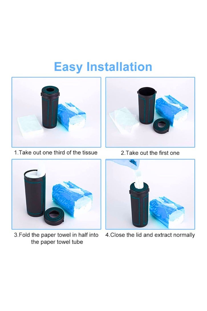 Chase Up Car Tissue Tube, Cylinder Tissue Box Diameter 2.75'' PU Leather Round Tissues Container for Car Cup Holder, Up to 30 Count Tissue (Black) - Image 3