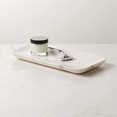 MBSC Rectangle Shape Marble Tray For Bathroom, Kitchen Serving, Dining Table Decoration And Gift (Vanity Platter) (White, Rectangular) - Image 1
