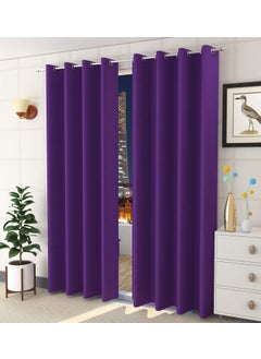 25 Home Decor 25 Home Decor Blackout Curtain Purple Colour Whiteout Eyelet Polyester for Bed Room/Living Room - Door (7 Feet Set of 1 pcs) 