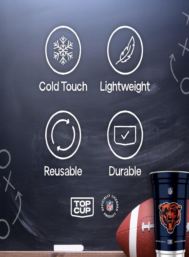Top Cup NFL Chicago Bears 20 oz Reusable Aluminum Cups 20 Count | Officially Licensed, Durable, Reusable & Recyclable, Made in USA - Image 5