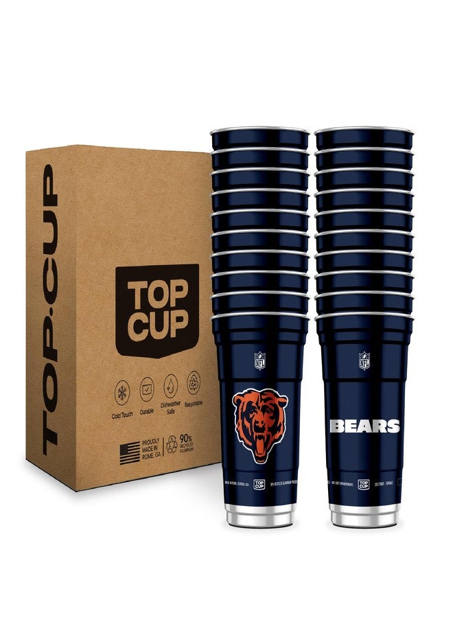 Top Cup NFL Chicago Bears 20 oz Reusable Aluminum Cups 20 Count | Officially Licensed, Durable, Reusable & Recyclable, Made in USA - Image 1