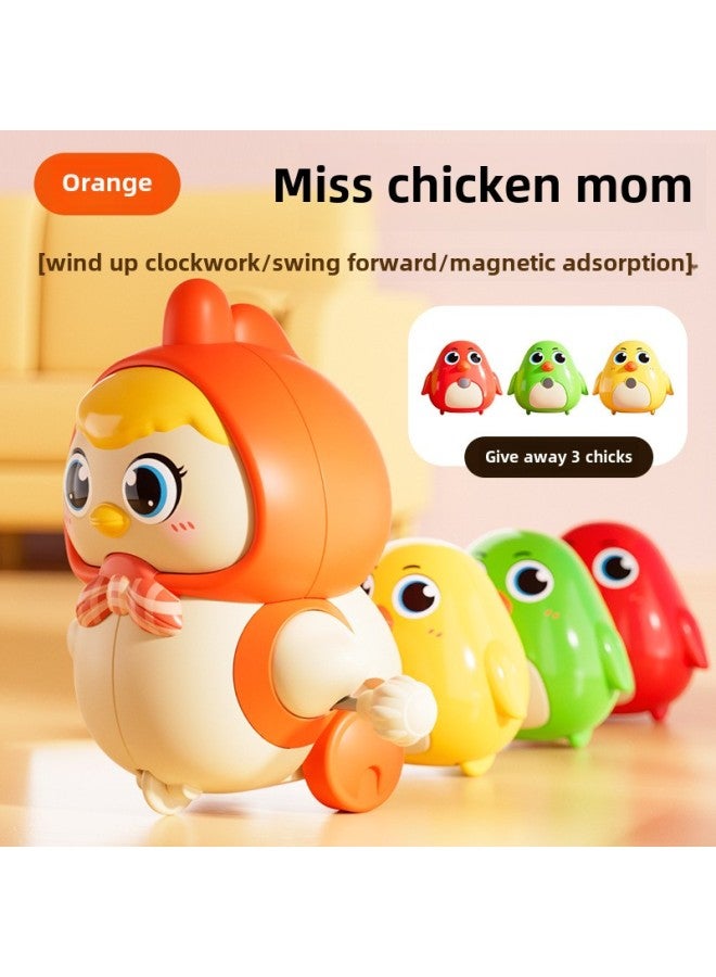 Shake Sound Explosions With Mother Chicken Swing Magnetic Chick Puzzle Cute Fun Early Education Climb Toys Wholesale-Color:Hair Strips Baby Chicken Mom Orange [opp Bag] - Image 1