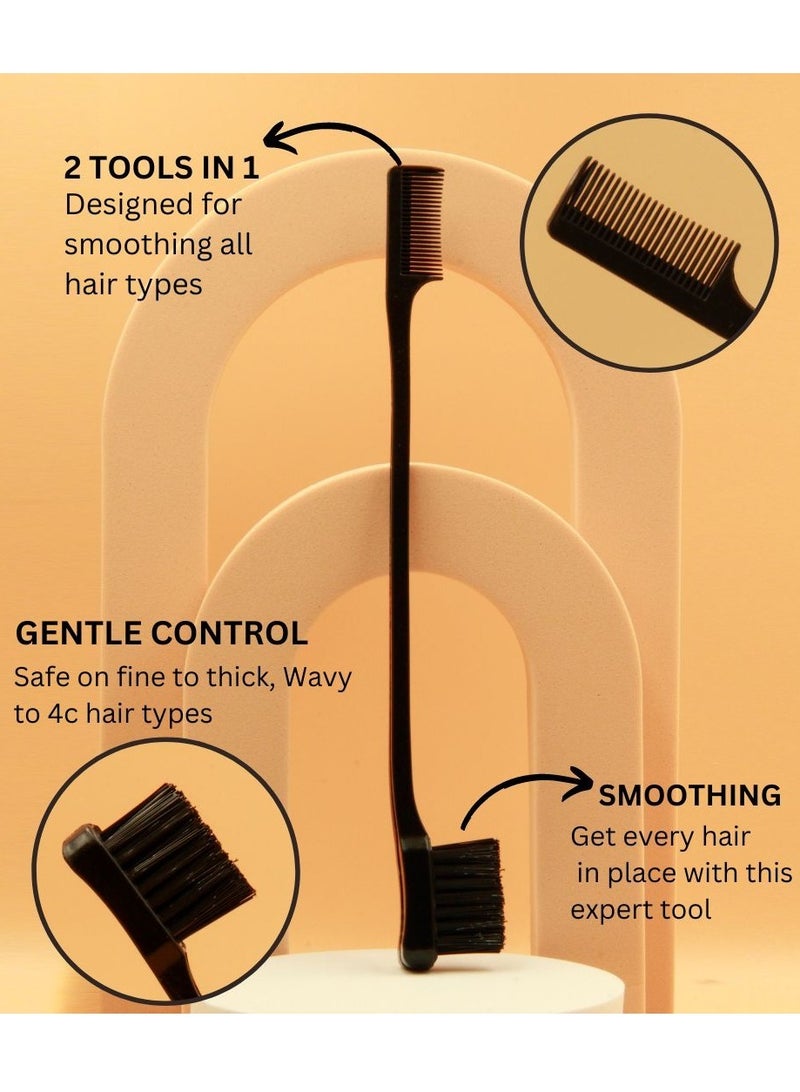 برايم بي جافاودان 2 في 1 فرشاة التحكم في حواف الشعر مشط فرشاة حواجب مزدوجة الجوانب لتصفيف الشعر وأمشاط الرموش وفرشاة الحواجب للنساء والرجال والأطفال - Image 2