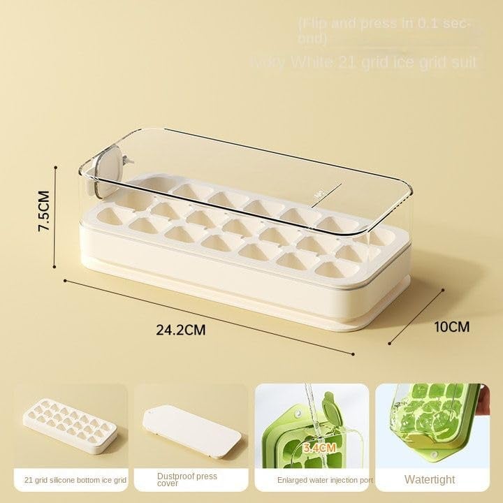 SHARK WAVE SHARKWAVE 2 Layer Ice Cube Tray with Lid Bin Square Ice Cubes Molds with Ice Scoop One Press Easy Release Save Space BPA Free Ice Cube Storage Container 21 Ice Cubes - Image 2