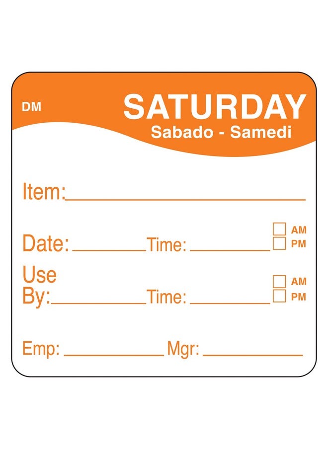 دايمارك سايفتي سيستمز - It110053-6-Sat Day Of The Week 2" X 2" Dissolvable Label, Saturday, Item/Date/Use By, (لفة من 250) 