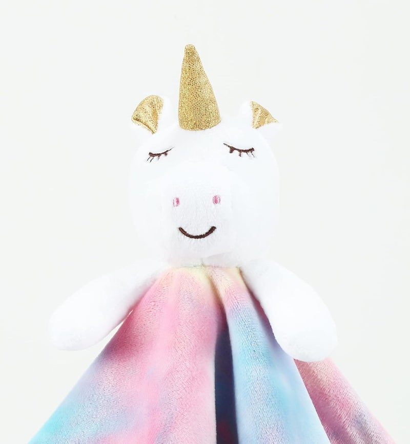 CREVENT Cozy Plush Baby Comforter Blanket Loveys for Baby Girls,Soft Baby Sleeping Toy,Fleece Front +Backing with Animal Face (Unicorn) - Image 4