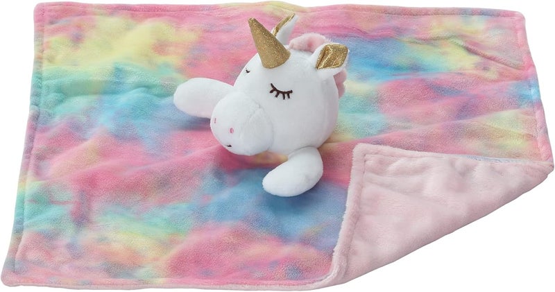 CREVENT Cozy Plush Baby Comforter Blanket Loveys for Baby Girls,Soft Baby Sleeping Toy,Fleece Front +Backing with Animal Face (Unicorn) - Image 3
