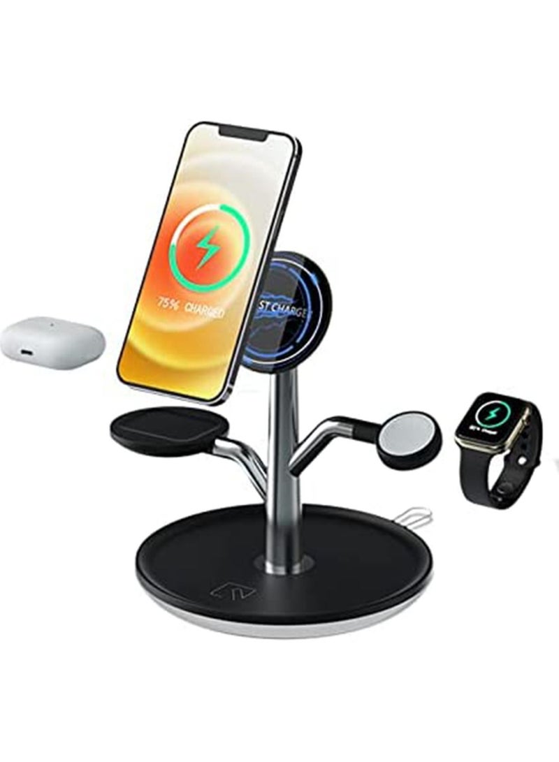 Captaintech 3 in 1 Magnetic Wireless Charger, 18W Fixed Frequency Fast Charging Station, Qi-Certified Charging Station - Image 1