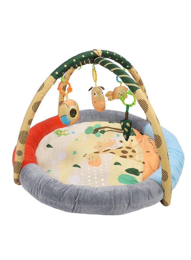 ZERIFAM ZERIFAM Baby Gym Play Mat - Tummy Time Mat, Infant Exercise Mat With 4 Detachable Toys, An Early Education Fitness Mat For Babies Aged 0 To 2 Years Old. (Brown)  - Image 1