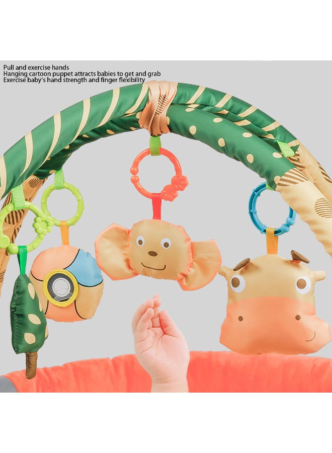 ZERIFAM ZERIFAM Baby Gym Play Mat - Tummy Time Mat, Infant Exercise Mat With 4 Detachable Toys, An Early Education Fitness Mat For Babies Aged 0 To 2 Years Old. (Brown)  - Image 3