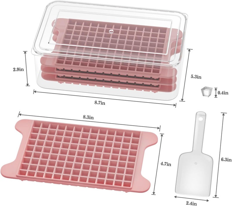 GGUW Mini Ice Cube Tray for Freezer: Nugget Ice Cube Tray with Bin - Crushed Ice Tray Making 4×108 PCS Icecube - Easy Release Iced Maker Trays - Image 2