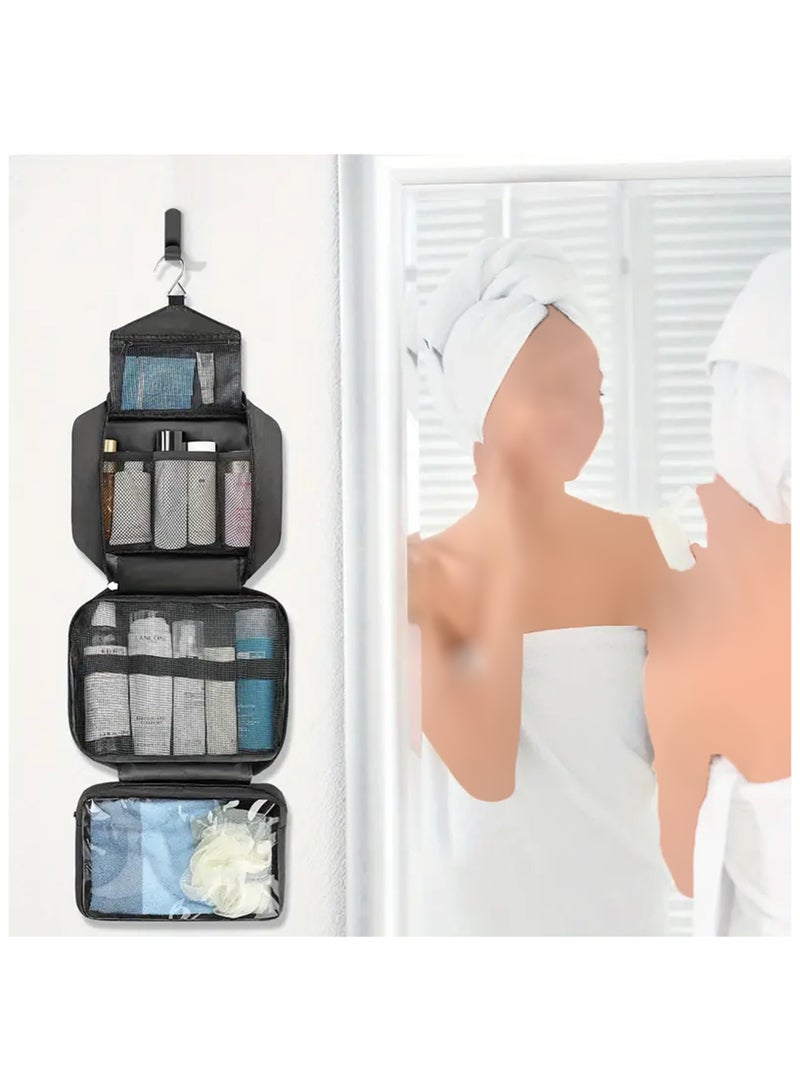 ARINA Bathroom bag and decorative tools for travel with suspension hook - Large Capacity, Waterproof, Multi-Compartment - 4-in-1 Organizer for Wet and Dry Separation - Perfect for Men and Women - Image 5