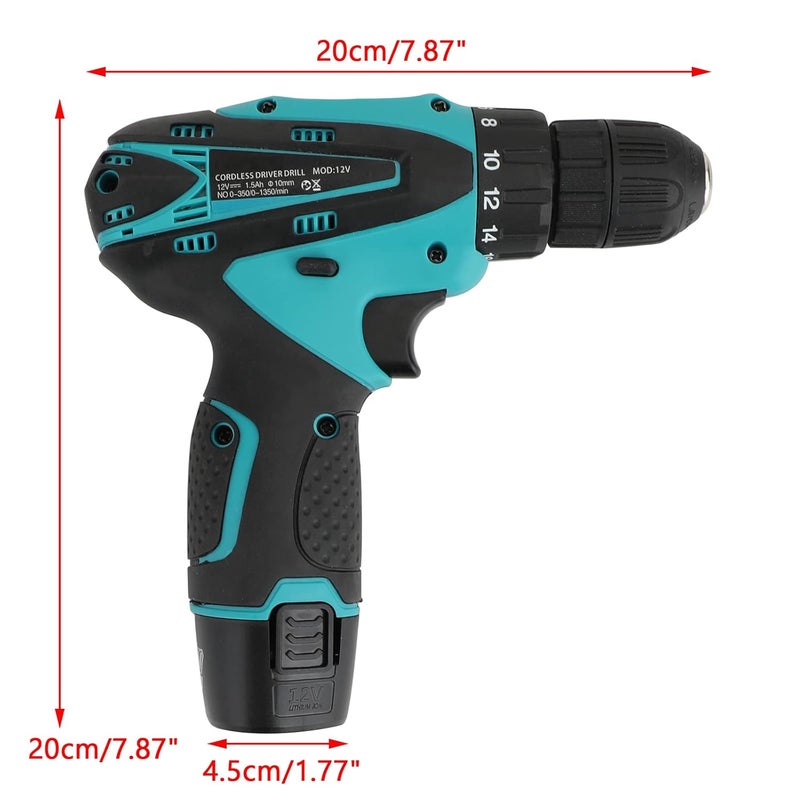 MLD MLD MultiFunction Drill Plastic Cordless Drill Screw Driver 10mm with Batteries Two Speed Control LED Light Guided Keyless Chuck Reverse Forward Motion 12V LithiumIon 12Ah  - Image 2