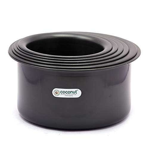 Coconut Hard Anodised Tope/Cook Pot,Set of 6 - Capacity - 1 Litre,1.5 Litre,2 Litre,2.5 Litre,3 Litre,3.5 litres - Gas Stove & Induction Base Top Compatible,Black - Image 1