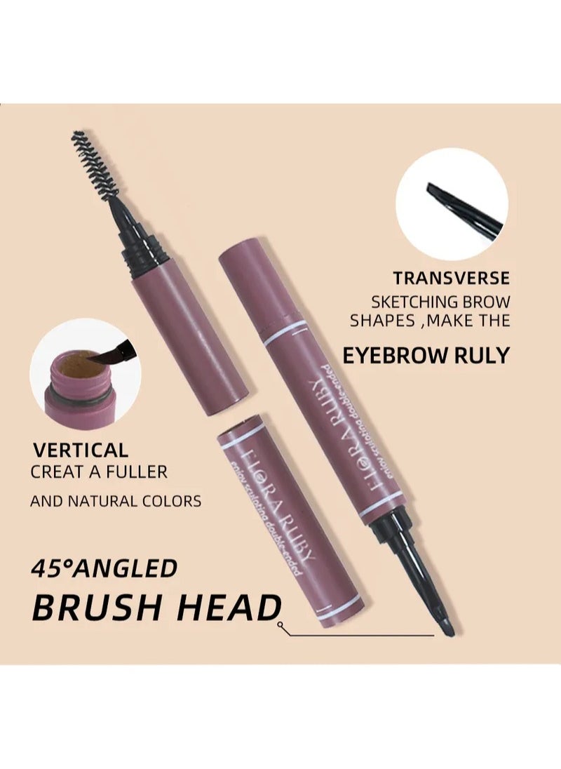 FLORA RUBY - Eyebrow Cream, Waterproof Eyebrow Cream Quick Dry Eyebrow Pomade, Natural High Pigmented Sweatproof 3D Shaping Eyebrow Soap Brow Glue With Brush (01 Dark Brown) - Image 1
