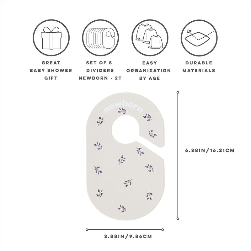 3 Sprouts Baby Closet Dividers 8-Piece Set Newborn to 2T - Double-Sided Organizer for Nursery Clothing Storage - Blueberry - Image 2