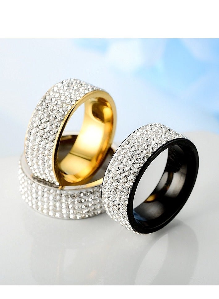 روماد 8mm تيتانيوم فولاذ خمسة صف خاتم الماس خاتم الأزياء مع aaa الماس واضح اليدوية المقاومة للخدش منخفضة الحساسية حفل الزفاف المجوهرات اليومية - Image 5