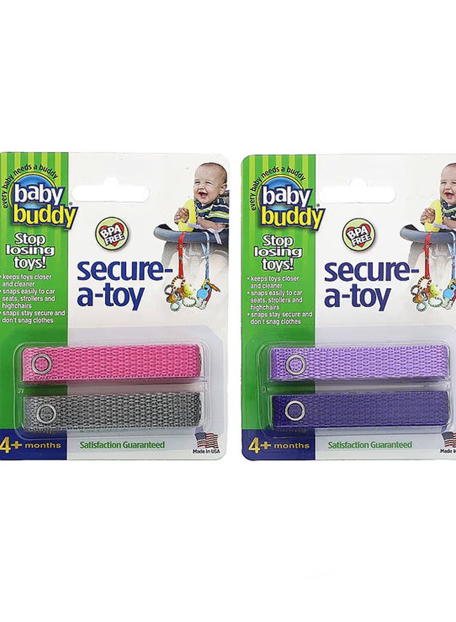 بيبي بادي لعبة Secure-A-Toy منذ أكثر من 4 أشهر، أرجواني/ليلكي ووردي/رمادي، 4 أشرطة