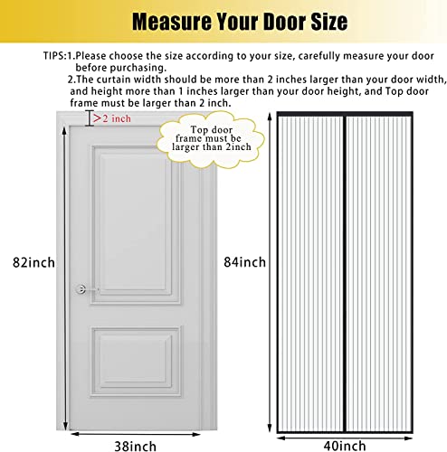 Elytsemoh Magnetic Screen Door-Fit 38x82inch Door-Screen Door Itself Size 40x84inch-Screen Door Mesh Keeps Bugs Mosquito Out - Screen Door Magnet for Interior Door Patio Outdoor Gym Crafts Sun House,Black - Image 2