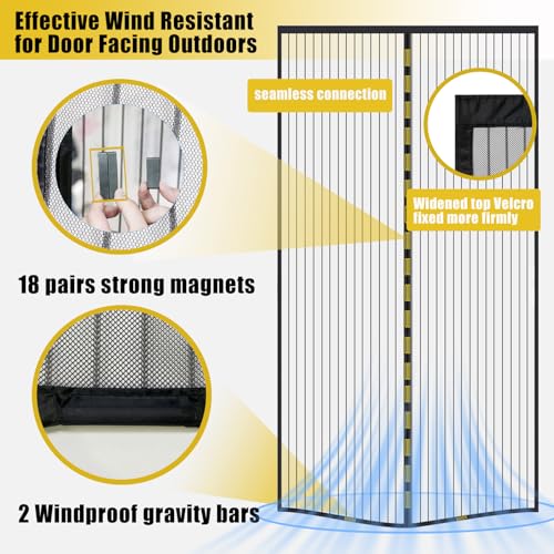 Elytsemoh Magnetic Screen Door-Fit 38x82inch Door-Screen Door Itself Size 40x84inch-Screen Door Mesh Keeps Bugs Mosquito Out - Screen Door Magnet for Interior Door Patio Outdoor Gym Crafts Sun House,Black - Image 4