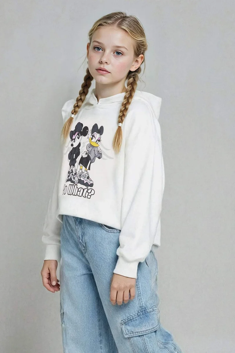 ديفاكتو Girl Disney Mickey &amp; Minnie Oversize Hooded Sweatshirt