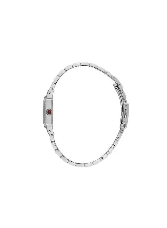 DANIEL KLEIN Women's Stainless Steel Silver Alloy Case Analog Dark Red Square Sunray Dial Japanese Quartz Premium 30 Meters Water Resistant