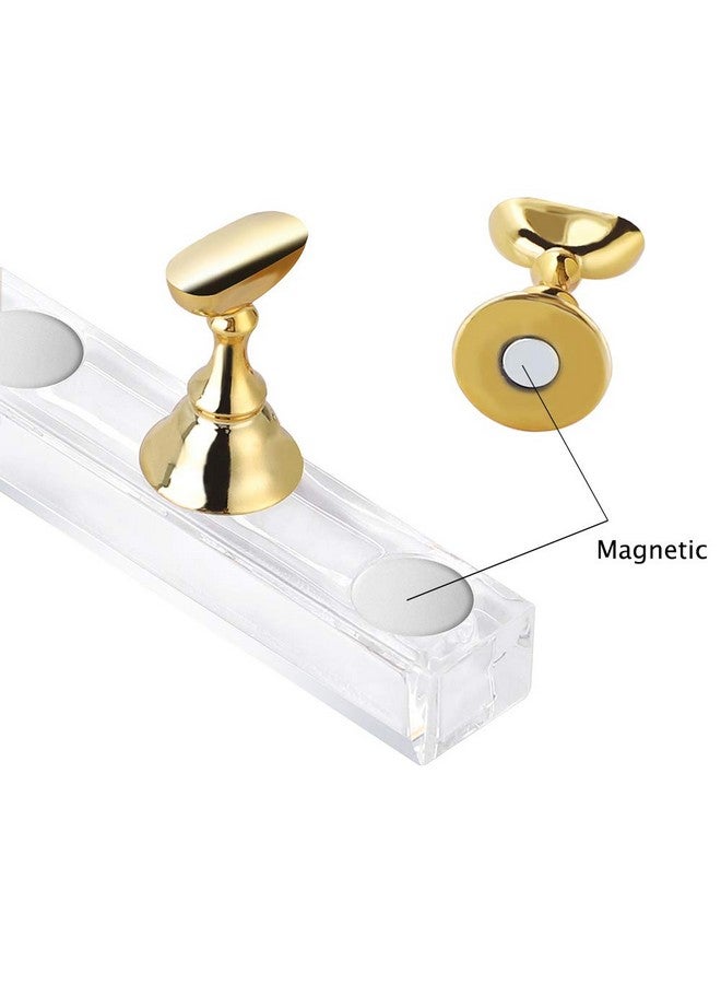 Etercycle Acrylic Nail Display Stand DIY Nail Crystal Holder Magnetic Practice Stands with Reusable Adhesive Putty Clay for False Nail Tip Manicure Tool (2 Sliver) - Image 2