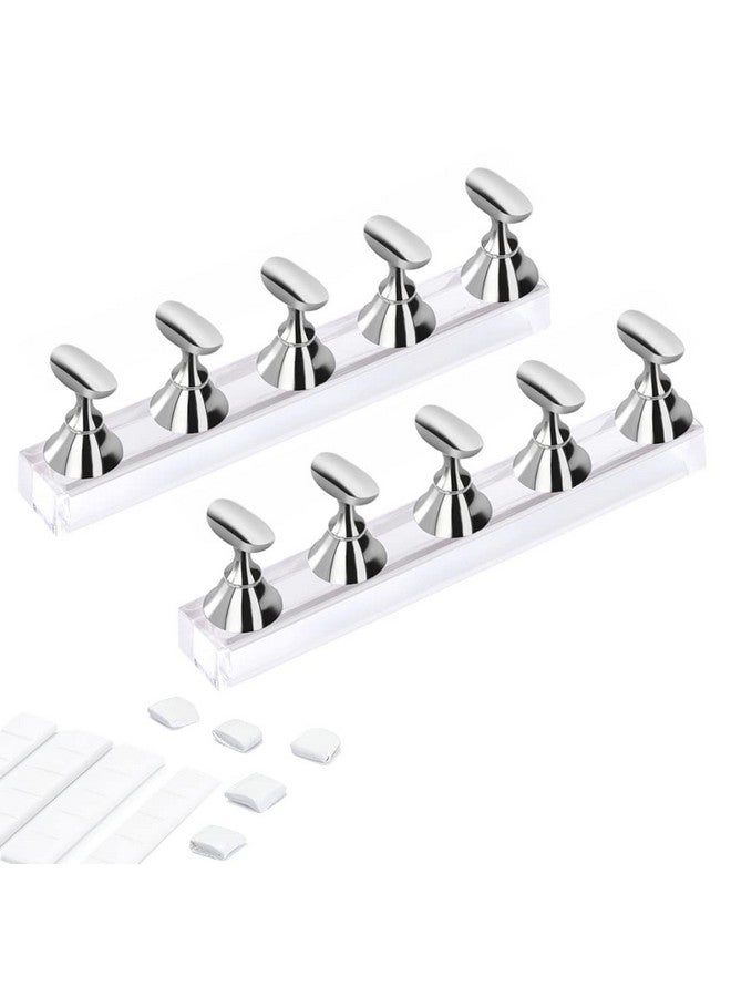 Etercycle Acrylic Nail Display Stand DIY Nail Crystal Holder Magnetic Practice Stands with Reusable Adhesive Putty Clay for False Nail Tip Manicure Tool (2 Sliver) - Image 1