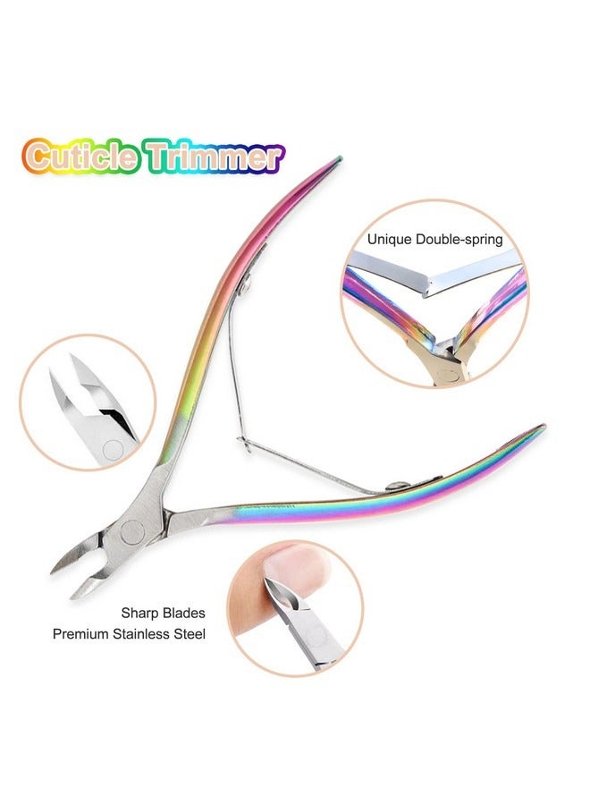 Beauenty 3 Pcs Cuticle Cutter, Cuticle Nippers with Cuticle Pusher, Professional Stainless Colorful Steel Cuticle Remover Tool Set for Manicure and Pedicure  - Image 3