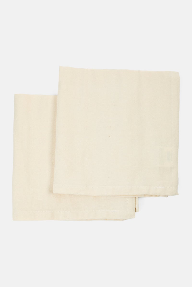 Muy Mucho 2 Pieces Solid Napkins 40 x 40 cm, Cream  - Image 1