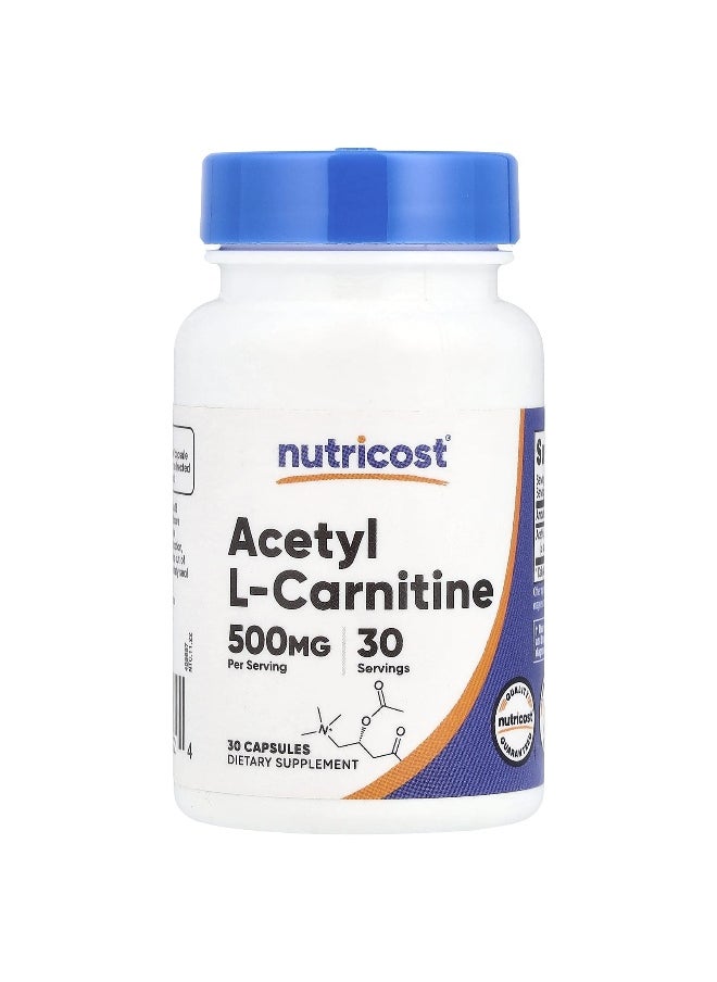 Nutricost Nutricost, Acetyl L-Carnitine, 500 mg, 30 Capsules  - Image 1