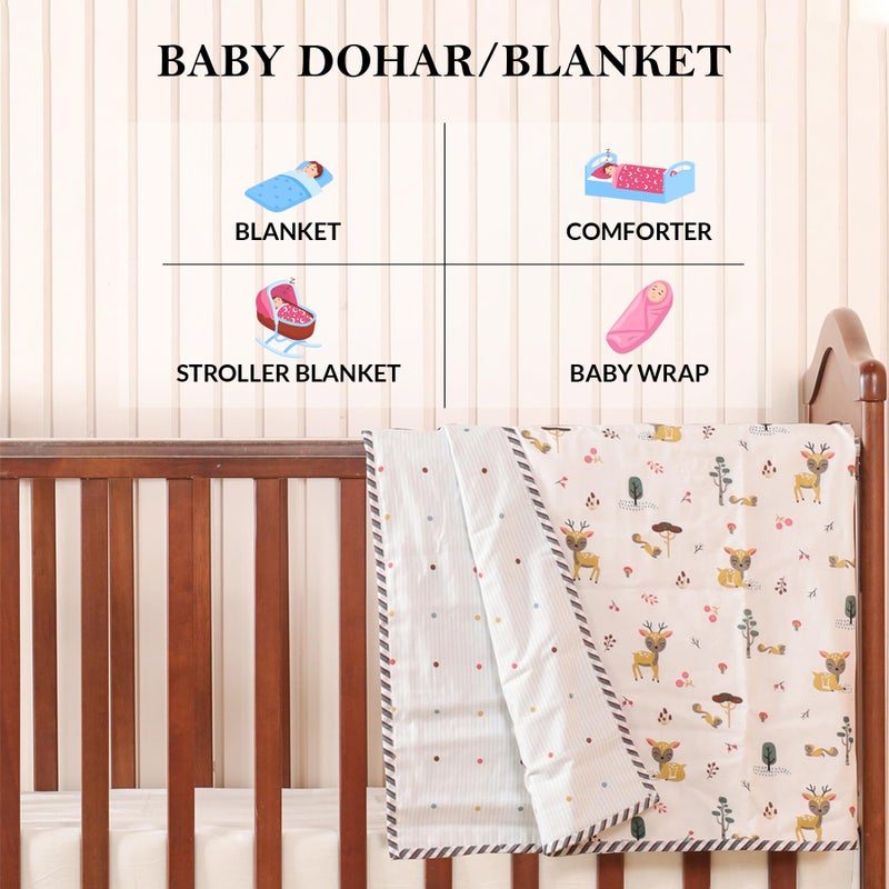 HOMEMONDE 100% Cotton Reversible Dohar for Newborn Baby Boy and Girl, 3 Layer Baby Dohar, Soft & Breathable, Ideal for All Seasons, 0-4 Years, Size- 48" x 48" (122 cm x 122 cm) - Tender Tales - Image 2