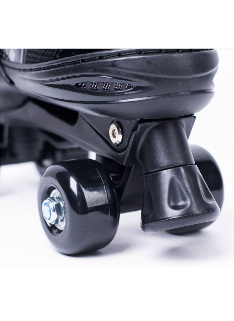 POWER - Adjustable Roller Skate Shoes 2-Rows 4-Wheels Size Large 39-42, Black - Image 1